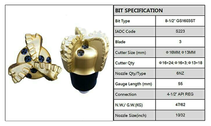 3 BladesSteel Body PDC Bits
